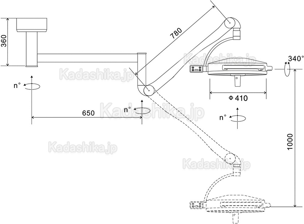 KD-2036D-1 108W 歯科手術用/医療用無影灯 36 LED個ライト(スタンド付き、天井取付け)